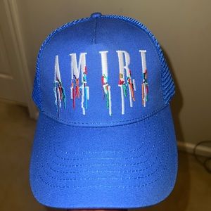 Blue amiri paint drip hat